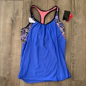 ZeroXposur Blue and Pink Floral Swim Top size 10